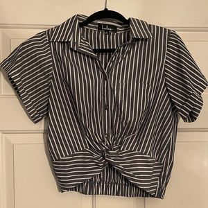 Lulus cropped striped collard top